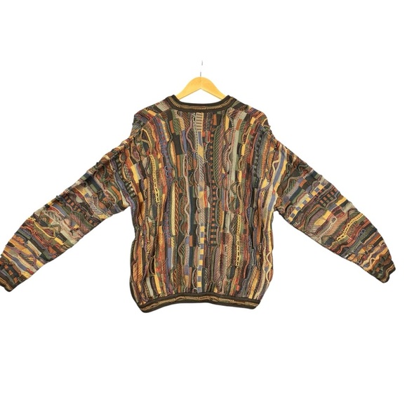 EUC Tundra Canada Men’s Coogi-style Multicolor 3D V-Neck Pullover Sweater Sz XL - Picture 10 of 13